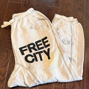 Free City large pocket Sweatpants in bleached white - SIZE XS